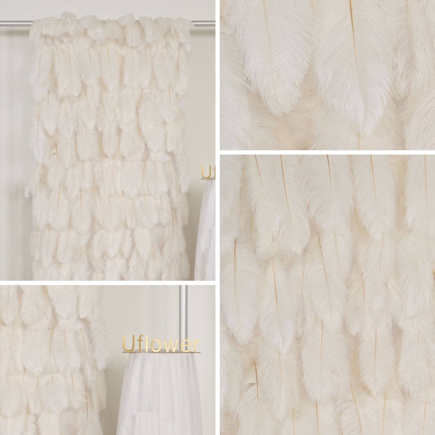 Uflower Artificial White 5D Flower Wall Wedding Backdrop Decoration